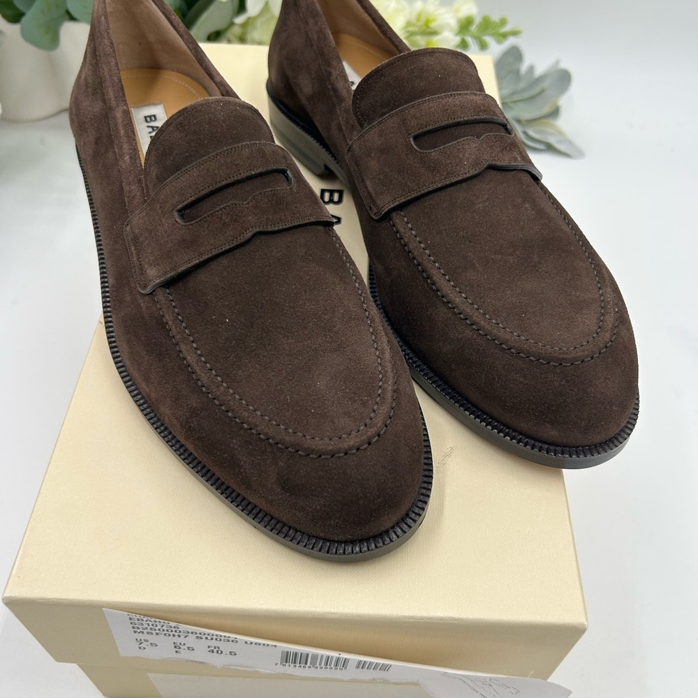Men's Bally Charney Suede Penny Loafers Size 7.5 Us